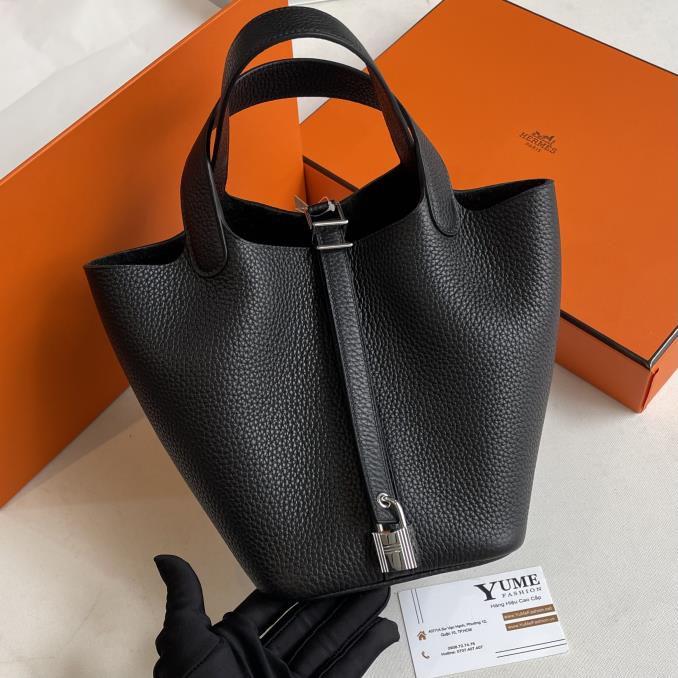 TÚI XÁCH HERMES&nbsp;Picotin 18 Black - Khoá Silver