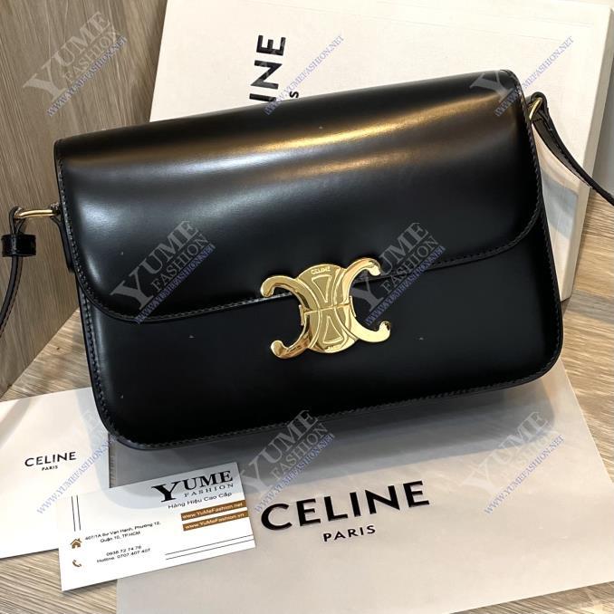 TÚI XÁCH CELINE TEEN TRIOMPHE BAG IN SHINY CALFSKIN BLACK