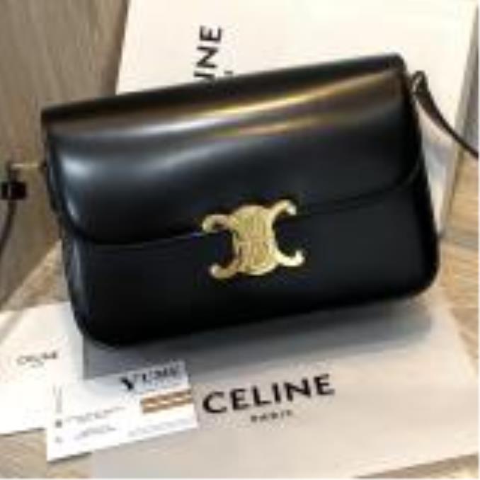 TÚI XÁCH CELINE TEEN TRIOMPHE BAG IN SHINY CALFSKIN BLACK